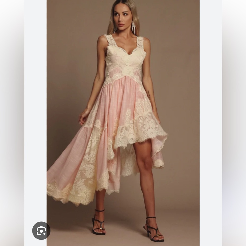 Zimmermann Pink and Cream High Low Dress